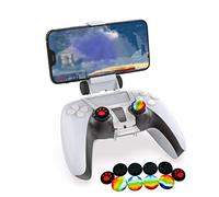 Soporte de clip para controlador Ps5, soporte ajustable para soporte de abrazadera para teléfono Playstation 5 Dualsense controlador inalámbrico (con 10 tapas de palanca de mando Ps5)