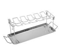 Soporte de cocina de varillas de acero eficiente con doble mango y herramienta para untar costillas de barbacoa simultáneamente apto para lavavajillas
