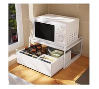 Soporte de cocina para microondas con cajón, estante blanco para especias que ahorra espacio, solución de almacenamiento para condimentos y artículos esenciales de cocina