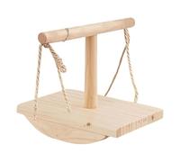 Soporte de columpio de madera natural para entrenamiento de pájaros, enriquecimiento de inteligencia para estimulación mental, equilibrios, ejercicio, soporte de escritorio para pájaros con base