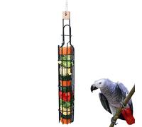 Soporte de Comida para Pájaros y Loros, Forrajero Colgante de Acero Inoxidable, Comedero con Cesta de Comida