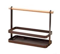 Soporte de condimento de acero al carbono con factor minimalista y arquitectura abierta para una organización optimizada de la encimera de la cocina (café)