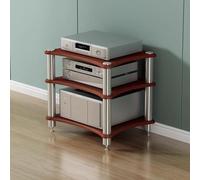 Soporte de consola multimedia de 3 niveles, diseño de esquina redondeada, elegante y funcional, estante de almacenamiento de audio/video, perfecto para sistemas de cine en casa y centros de