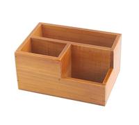 Soporte de control remoto de madera Multifuncional 3 Compartimento Organizador de caja de almacenamiento de escritorio para escritorio de oficina en casa material de madera