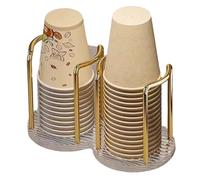 Soporte de copa de papel 1pc 9x5x4.5 2 Ranura Golden Aryclic Desechable Cup Cup con base a rayas para restaurante, oficina, habitación, baño..