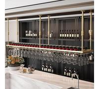Soporte De Copa Vino Colgante, Copas Estante De Exhibición Negro/Dorado, Estante para Vinos De Techo 60cm-200cm, Soporte para Vasos De Hierro, para Familia, Restaurante, Ho(Size:80CMX30CM,Color:Gold)
