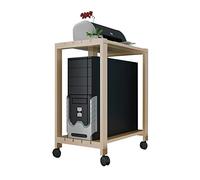 Soporte de CPU Titular de la CPU móvil Rack de almacenamiento de madera 2-TIER CPU Rolling Stay Torre de escritorio Torre Soporte Carrito con ruedas de bloqueo for Office Home Soporte para Torre de PC
