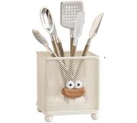 Soporte de cubiertos abierto montado en la pared para uso en cocina, hierro construido para almacenamiento a largo plazo de cucharas, palillos y utensilios (cuadrado)