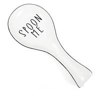 Soporte de cuchara de cerámica para soporte de cuchara para estufa de cocina, accesorios de barra de café (estilo texto, blanco, negro)