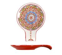 Soporte de cuchara de cerámica pintado a mano, soporte para utensilios de cocina para estufa, soporte grande para decoración de encimera de cocina (red flower, 1pcs)