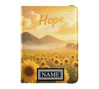 Soporte de cuero para pasaporte de viaje familiar de gran capacidad, para hombres, esencial para viajes, campo de girasol con esperanza