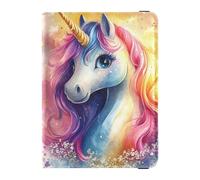 Soporte de cuero para pasaporte, diseño de unicornios y flores, de acuarela, para viajes, impermeable, para viajes familiares, accesorios imprescindibles