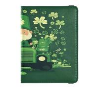 Soporte de cuero para pasaporte, impermeable, para mujeres y hombres, bonito libro de pasaporte, artículos esenciales de viaje, gnomo de San Patricio, Gnomo de San Patricio, 1 size, Casual
