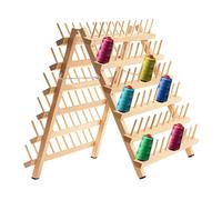 Soporte de de madera, soporte plegable para bordado, estante organizador de hilos de doble cara de 120 bobinas para puntos de cruz, bordado, reparación