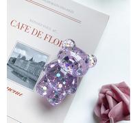 Soporte de dedo para teléfono móvil, diseño de dibujos animados, lentejuelas epoxi, 3D, lindo oso en forma de oso, soporte plegable para teléfono de escritorio, teléfonos móviles y accesorios,