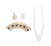 Soporte de Dientes de Hip Hop, Dientes Falsos de Hip Hop Seguros para Cumpleaños para Fiesta de Halloween para Concierto(oro)