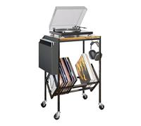 Soporte de disco de doble nivel para discos, expositor para álbum de música, organizador doméstico con bolsa de almacenamiento para salón, estudio, dormitorio, esquina, oficina y tienda