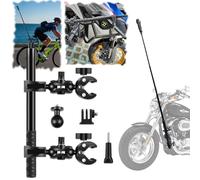 Soporte de doble abrazadera para manillar de motocicleta con palo selfie invisible de 170 cm | Kit de vídeo estable para cámaras de acción Insta360 X5/X4/X3/X2/XONE/GO2/3