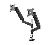 soporte de dos monitores brazo soporte de escritor Soporte for dos monitores de 15 a 27 pulgadas con columna de 40 a 70 cm, VESA 75/100 mm, soporta hasta 6,5 kg por brazo. Color negro.(40cm)