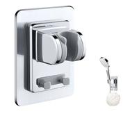 Soporte de Ducha,Ajustable para Pared Sin Taladro Soporte Universal Cabezal/Alcachofa de Ducha con Adhesivo Ultra Fuerte Color Plata Alta Capacidad de Carga Accesorio Esencial para Baño Familiar