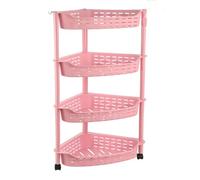 Soporte de ducha esquinero multifuncional de 4 niveles extraíble para cocina, dormitorio, sala de estar, elegante color rosa