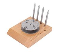 Soporte de Equilibrio de Movimiento de Reloj, Soporte de Rueda de Equilibrio de Reloj, Base de Madera de Acero con Punzón de Perno Diferente para Reparación de Relojes para Relojero