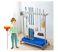 Soporte de Escoba,carro de limpieza profesional,Colgador de Escobas y Fregonas,estante de drenaje,Acero Inoxidable Organizador Soporte de Escobas y Fregonas para Hogar,Cocina,Garajes,Hoteles,Escuelas
