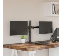 Soporte de escritorio ajustable doble para 2 pantallas, negro, acero, VESA 75/100 mm, inclinable, orientable, altura ajustable, abrazadera C o pasacables