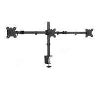 Soporte de escritorio articulado triple ajustable para tres monitores VIVO. Admite tres pantallas de hasta 24 pulgadas. Color negro. STAND-V003Y