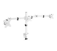 Soporte de escritorio articulado triple ajustable VIVO para tres monitores. Admite tres pantallas de hasta 24 pulgadas. Blanco. STAND-V003YW