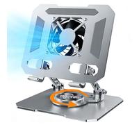Soporte de Escritorio Giratorio de 360° con refrigerador USB para iPad/tabletas | Estructura de Acero al Carbono, Soporte de Montaje de Doble Varilla para iPad Pro 13 12