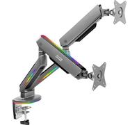 Soporte de escritorio Navi de alta resistencia para monitor dual de 27 - 35 RGB (gris) - ALPHA-GAMER