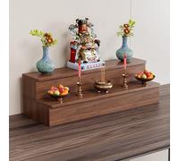 Soporte De Escritorio para Estatua De Buda, Mesa De Altar De Estilo Chino, Estante De Templo De Meditación para Guan Gong Y El Dios De La Riqueza. Double-Layer 80 * 15 * 20cm/31.4 * 5.9 * 7.8in