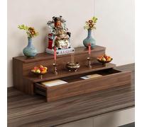 Soporte De Escritorio Para Estatua De Buda, Mesa De Altar De Estilo Chino, Estante De Templo De Meditación Para Guan Gong Y El Dios De La Riqueza. Double-layer With Drawers 90*15*20cm/35.4*5.9*7.8in