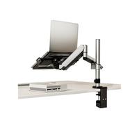 Soporte de escritorio para laptop con bandeja para monitores de 17 a 32 pulgadas y portátiles de 12 a 17 pulgadas, brazo totalmente ajustable, base de abrazadera/ojal, soporta 20 libras