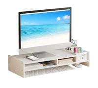 Soporte de escritorio para monitor de escritorio, 2 niveles, altura 11 cm, estante de almacenamiento, organización, accesorios de mesa, cajón, oficina, teletrabajo, trabajo en casa, ordenador portátil