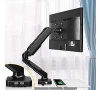 Soporte De Escritorio para Monitor, Negro, Brazo De Soporte para Un Solo Monitor, Soporte para Monitor con Interfaz USB, Soporte para Monitor con Resorte De Gas Ajustable-B