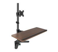 Soporte De Escritorio para Monitor Soporte De Escritorio para Un Solo Monitor con Bandeja para Teclado, Brazo De Montaje para Monitor De Altura Ajustable con Base De Abra-27