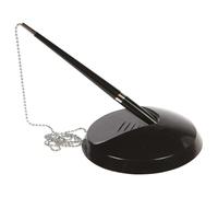 Soporte de escritorio / recepción para bolígrafo con cadena incorporada - Bolígrafo negro + Recargas - Normal, Negro