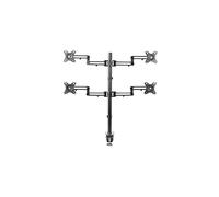 Soporte de escritorio VIVO de aluminio con movimiento completo para cuatro monitores de 17 a 32 pulgadas con brazos articulados. Compatible con 4
