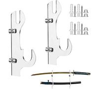 Soporte de espada, 1 par de ganchos de espada de montaje en pared soporte de exhibición de espada samurái de acrílico ajustable para estante de suspensión de espada Katana Wakizashi, DIY(transparente)