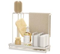 Soporte de Esponja Acero de Carbono Vertical 9.8x3.5x8.7 Pulgadas Caddy con Bandeja de Goteo Ventilado Organizador de Fregadero Multifuncional a Prueba de óxido para baño de Cocina