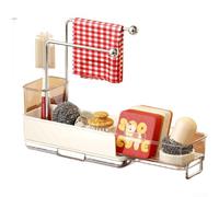 Soporte de esponja ajustable para fregadero de cocina con 2 niveles, varillas giratorias