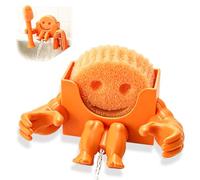 Soporte de esponja compatible con esponjas Scrub Daddy y Scrub Daddy Dish Daddy Dish Daddy Wand Brush Holder Soporte para fregadero con ventosas y 1 tira adhesiva, color naranja