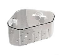 Soporte de esponja con base de ventosa para esquina del fregadero que se adapta firmemente a espacios triangulares para encimera organizada (transparente)