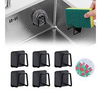 Soporte de Esponja,Fregadero de Cocina,Soporte de Esponja para Fregadero,Porta Esponja,Soportes de Esponja Adhesivos,Soporte de Esponja para Cocina,Organizador de Fregadero Porta Esponja,negro,6pcs