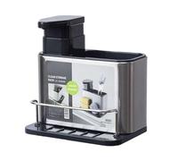 Soporte de Esponja para dispensador de jabón-3 en 1 Soporte de Lata de jabón de Acero Inoxidable, Organizador de Contador de baño para Pinceles con jabón Manual