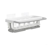 Soporte de esponja para fregadero con bandeja de drenaje, 25 x 12 x 7,5 cm, organizador de fregadero de cocina ABS para cepillos, paños de jabón, flujo de aire mejorado y diseño compacto, uso