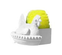Soporte de esponja para gallina, organizador de fregadero de pollo, estante de drenaje de 4.3 pulgadas con base ranurada, resina ventilada, soporte de fregado de granja con bandeja de lavabo