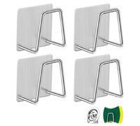 Soporte de Esponja, Porta Esponja Autoadhesivo, Soporte de Esponja Fregadero, Porta Esponja de Acero Inoxidable, Soporte de Esponja Sin Taladrar, Soporte Adhesivo para Esponja, 4 Piezas